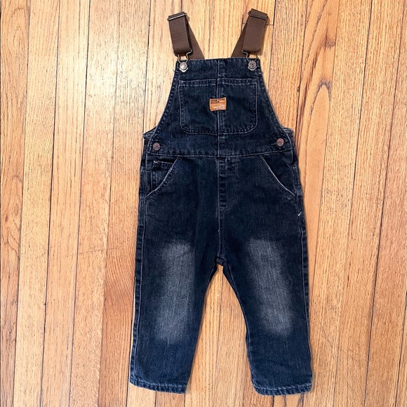 ZARA toddler size 2-3, dark wash, jean overalls, lined. - Picture 1 of 4
